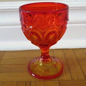 VTG LE Smith Amberina Moon & Stars Goblet Wine Glass Red and Yellow Moon stars